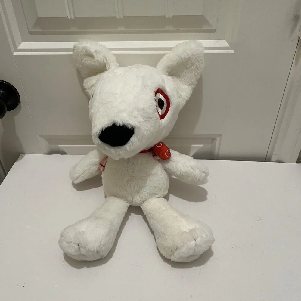 Target Bullseye Spot White Red Dog Backpack Plush 15